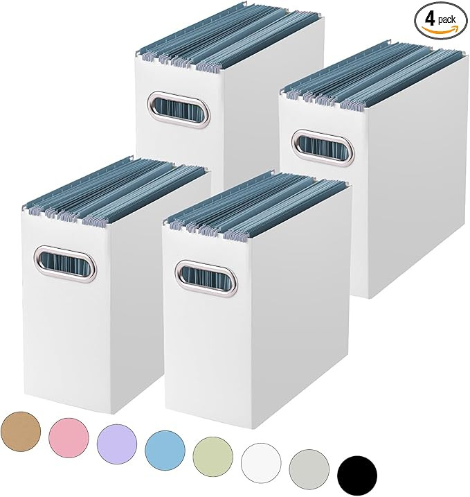 Oterri File Organizer, 4 Packs Small Storage Box, Cardboard File Folder Organizer, Collapsible Fi... | Amazon (US)