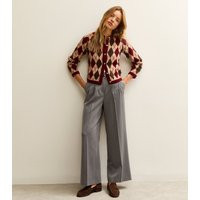 Women's Grey Belted Wide Leg Tailored Trousers New Look | New Look (UK)