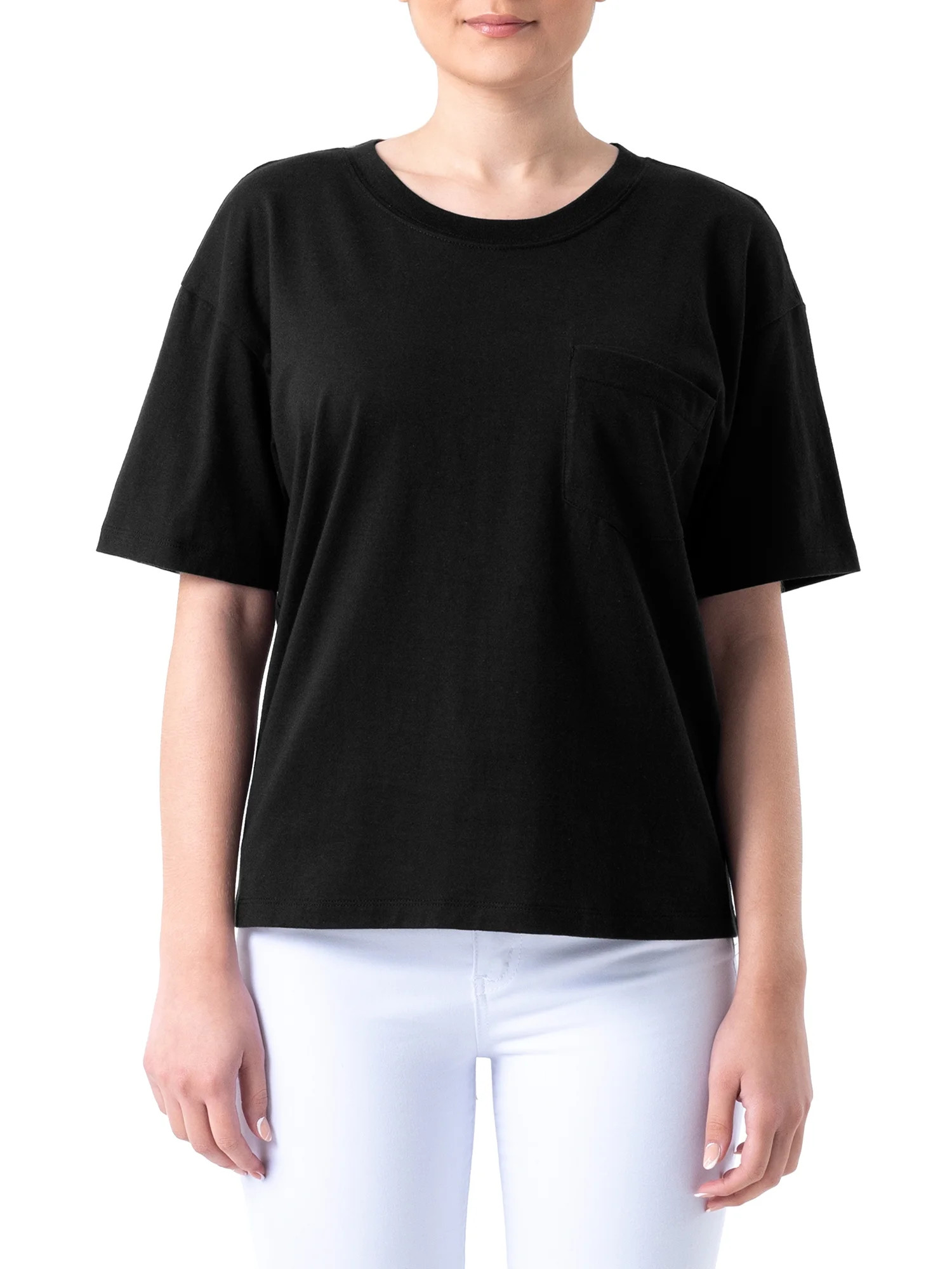 Time and Tru Women's Pima Cotton Boyfriend T-shirt, Solid - Walmart.com | Walmart (US)