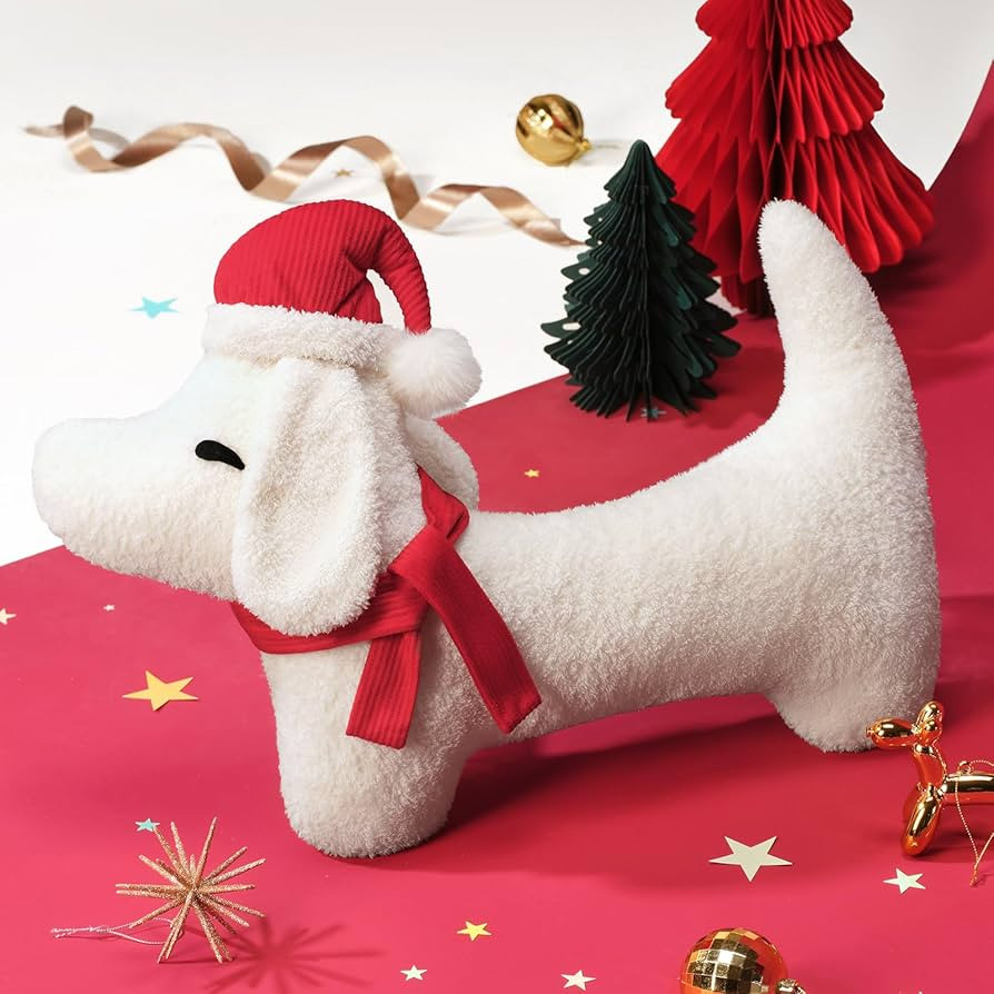 Ashler Dachshund Shaped Christmas Pillow, Teddy Fleece Fabric Soft Throw Pillow, Removable Christ... | Amazon (US)