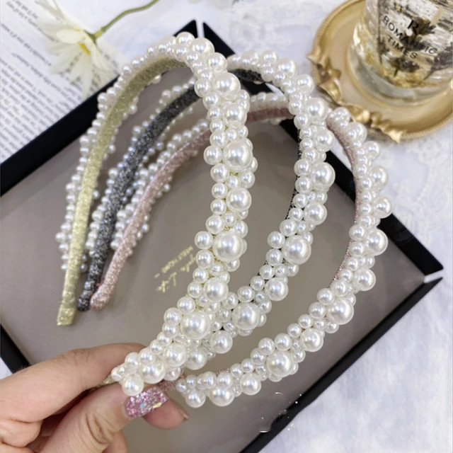 Fashion hair accessories women's pearl headband princess flower non-slip hairbands headband wild ... | AliExpress (US)