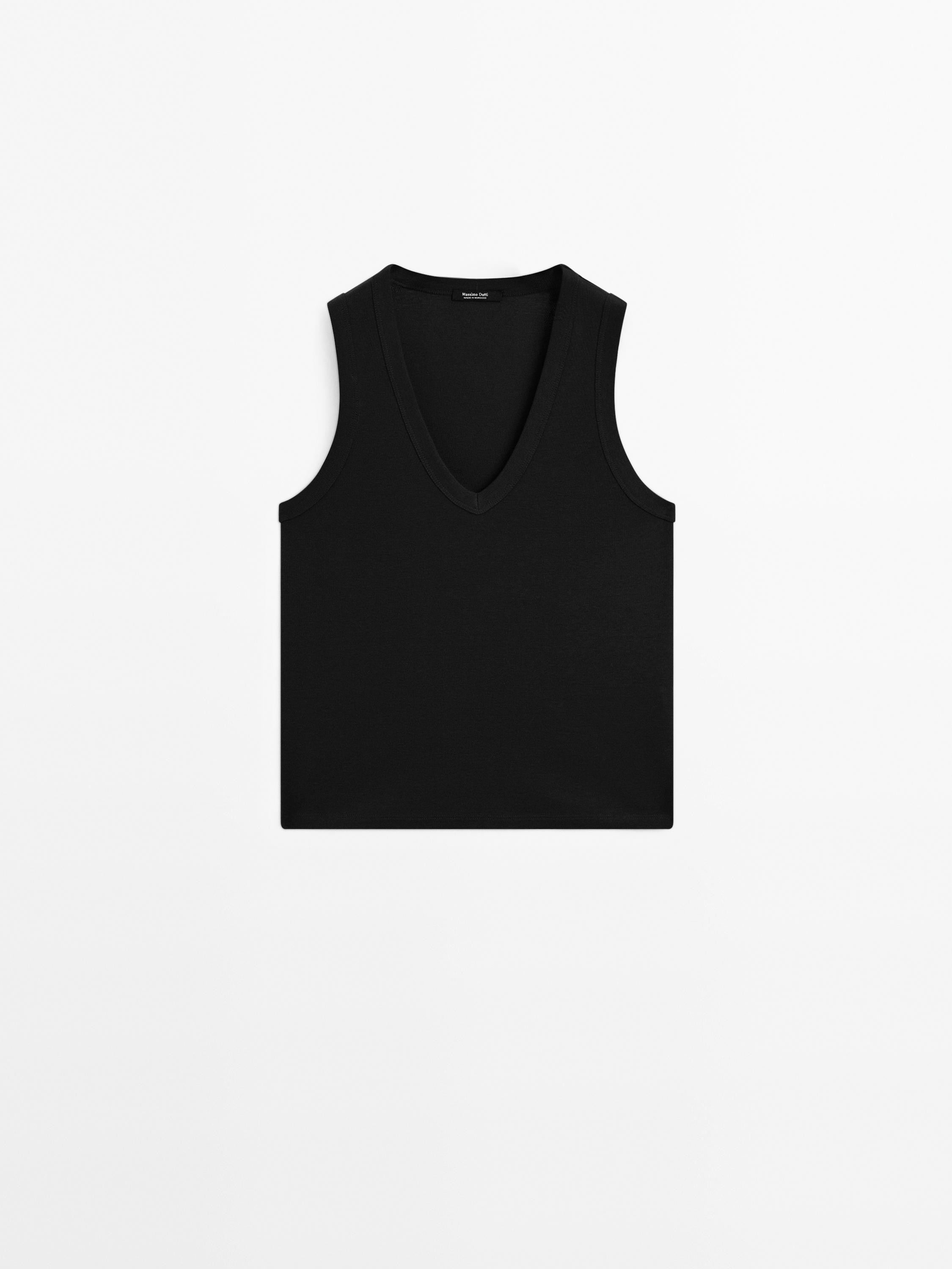 Cotton jersey sleeveless T-shirt | Massimo Dutti US