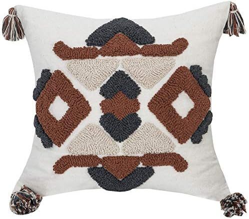 Faycole 100% Cotton Boho Tufted Tribal Throw Pillow Cases with Tassels Square Cushion Covers for ... | Amazon (US)