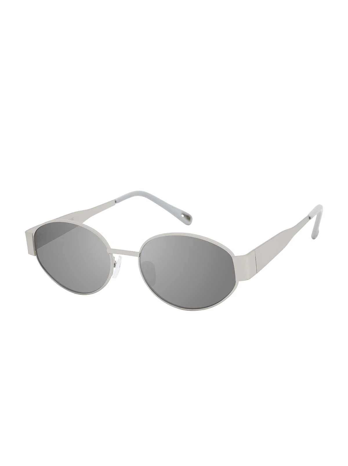 Slim Metal Oval Sunglasses in Matte Silver | Jessica Simpson