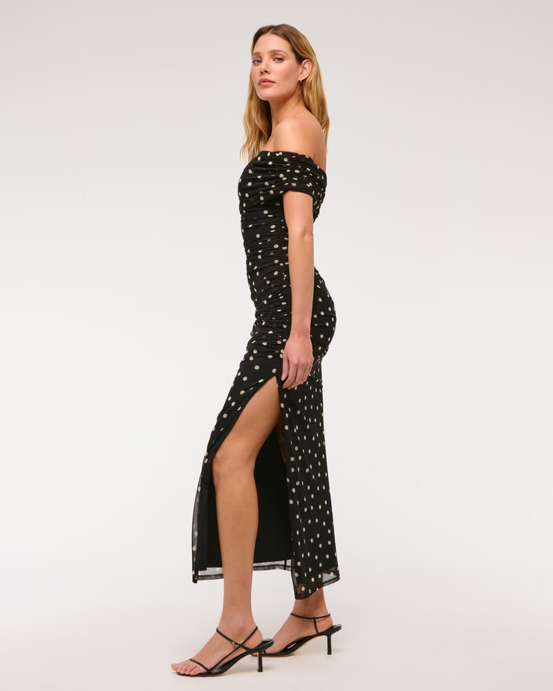 Mesh Draped Maxi Dress | Abercrombie & Fitch (US)