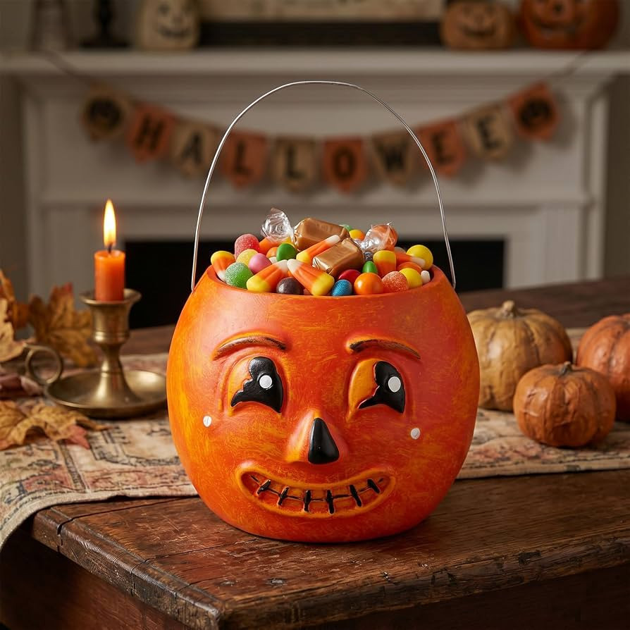 5.5 x 6 Inches Vintage Halloween Resin Bucket Retro Bucket with Handle Rustic Halloween Spooky Pu... | Amazon (US)