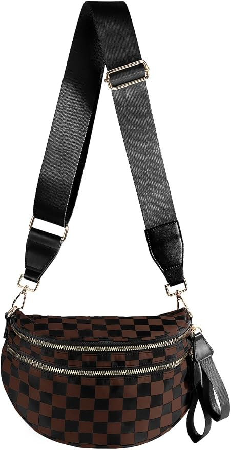 Checkered Crossbody Bag Bum Bag for Women,Spacious Fanny Packs Belt Bag | Amazon (US)