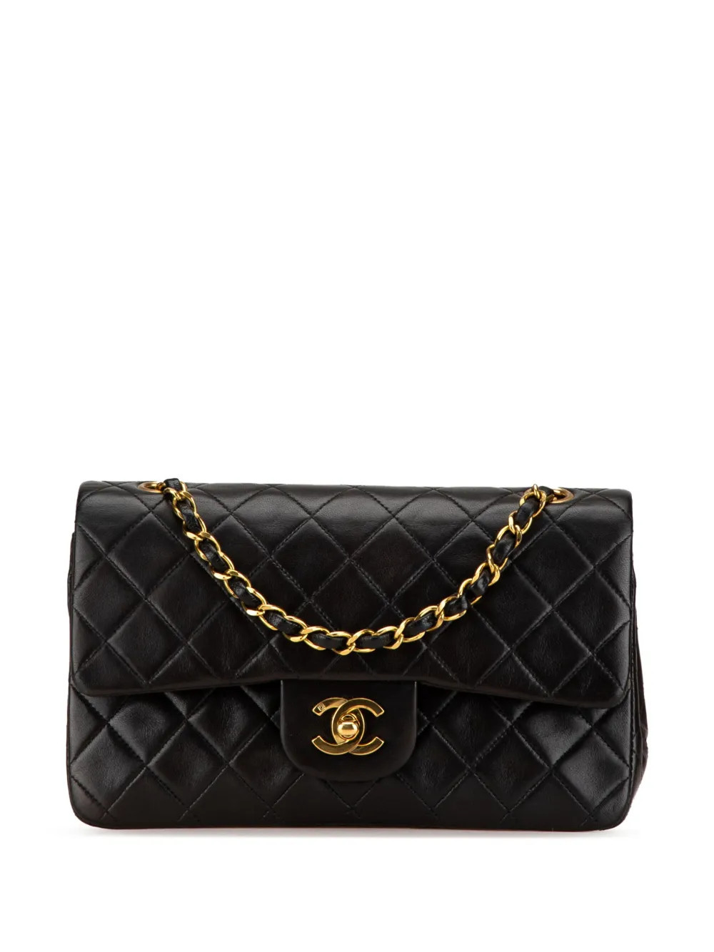 CHANEL Pre-Owned 1994-1996 Small Classic Lambskin Double Flap shoulder bag - Black | Farfetch Global