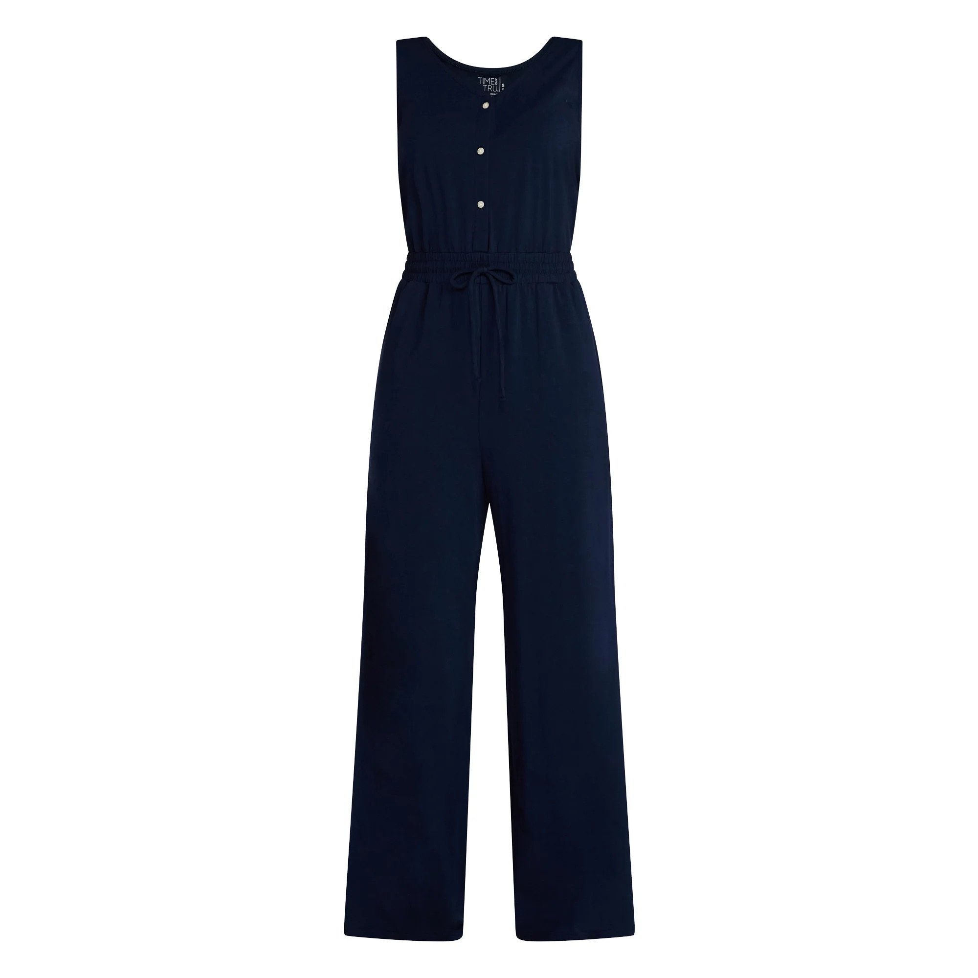 Time and Tru Women's Sleeveless Button Front Jumpsuit, Sizes XS-XXXL | Walmart (US)
