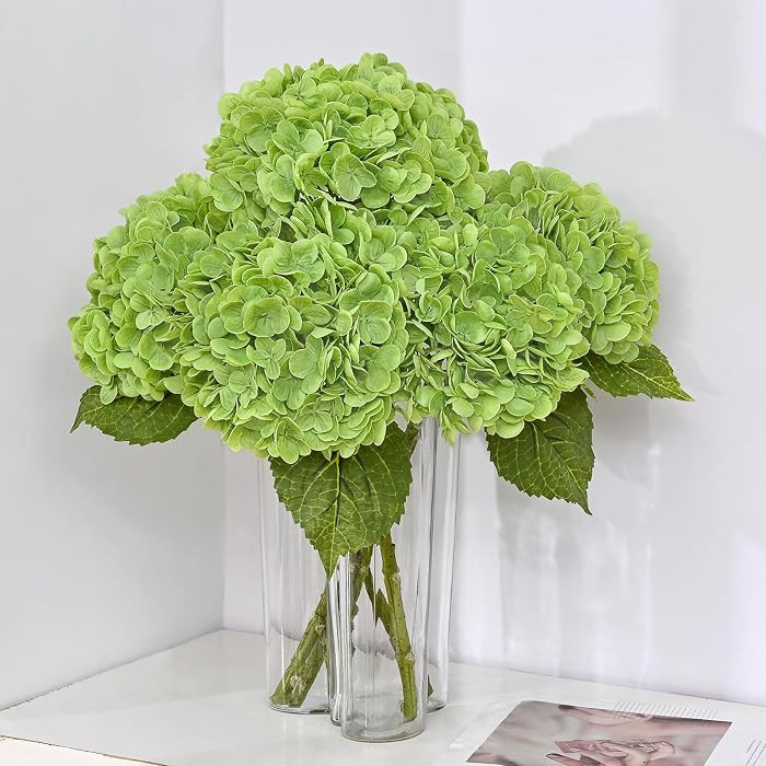 MARTINE MALL 3Pcs 21in Hydrangea Artificial Flowers, Latex Real Touch Hydrangeas Lifelike Large H... | Amazon (US)