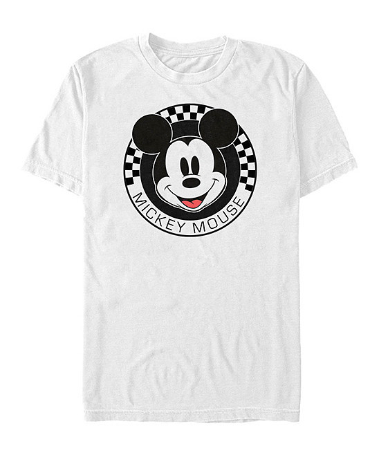 Mickey Mouse Men's Tee Shirts WHITE - Mickey Mouse White Checkerboard Face Tee - Men | Zulily
