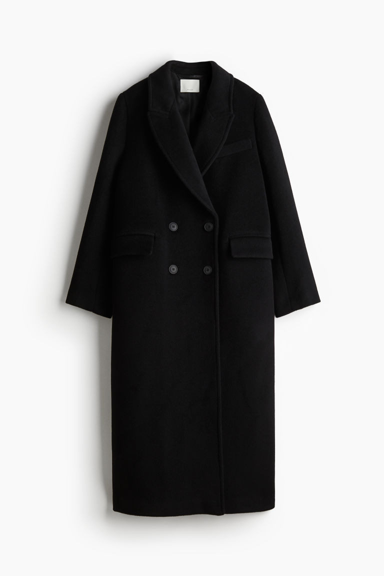 H & M - Long wool-blend coat - Black | H&M (UK, MY, IN, SG, PH, TW, HK)