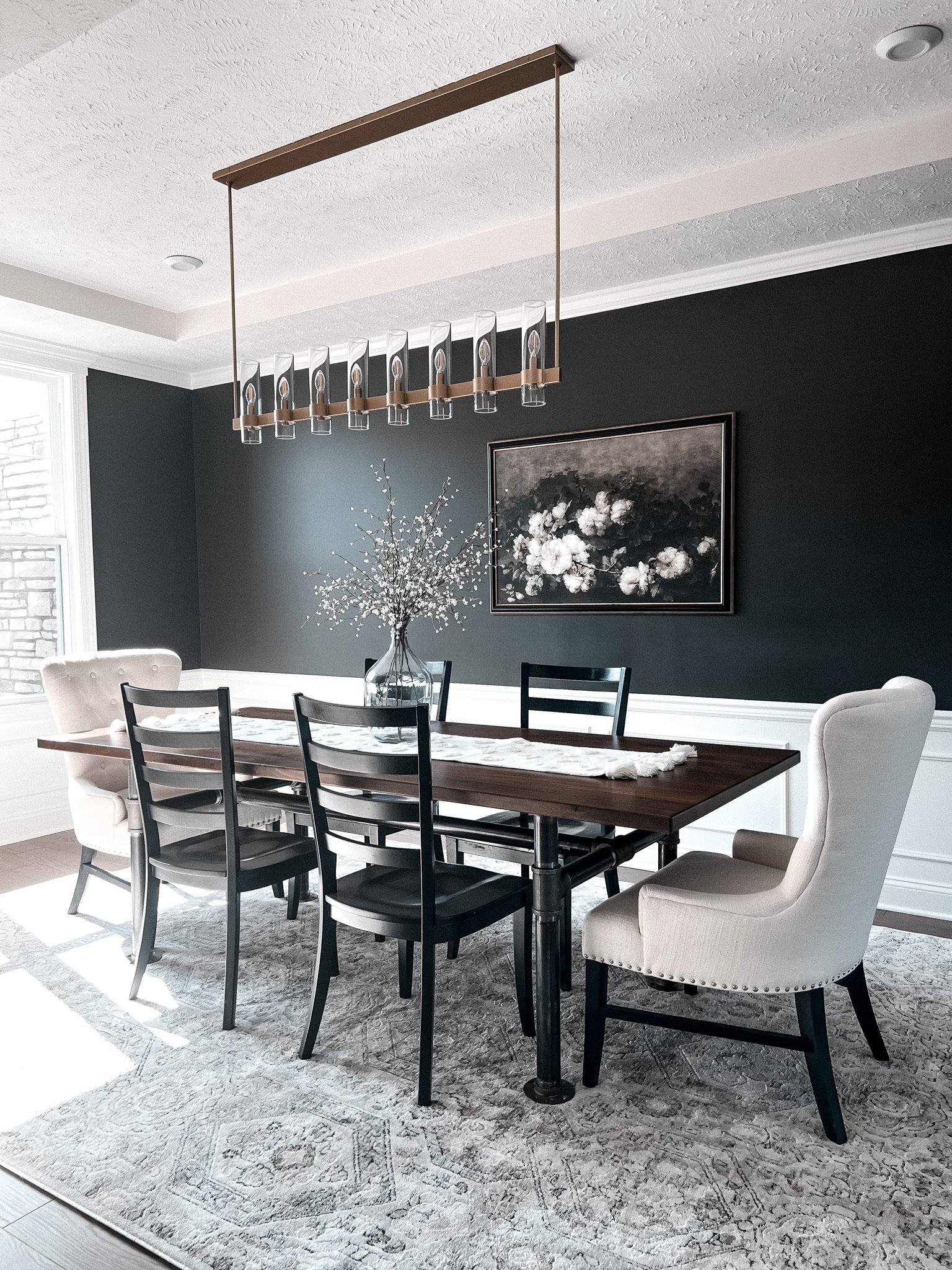 Don’t be afraid to go bold. We chose this statement color by Sherwin Williams called Iron Ore for our formal dining room. We loved it so much we decided to bring into the rest of the house too. #paintcolor #sherwinwilliams #diningroom #statement #bold #newbuild

#LTKhome #LTKfamily