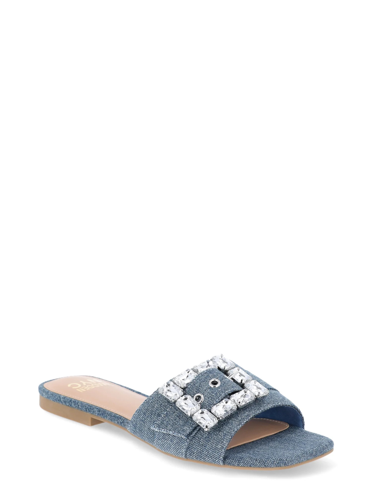 Madden NYC Women’s Broach Denim Slide Sandals | Walmart (US)