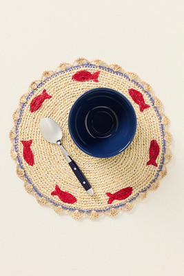 Payton James Gummy Fish Raffia Placemat | Anthropologie (US)