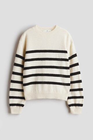H & M - Knit Sweater - Light Beige/Black Striped | H&M (US + CA)