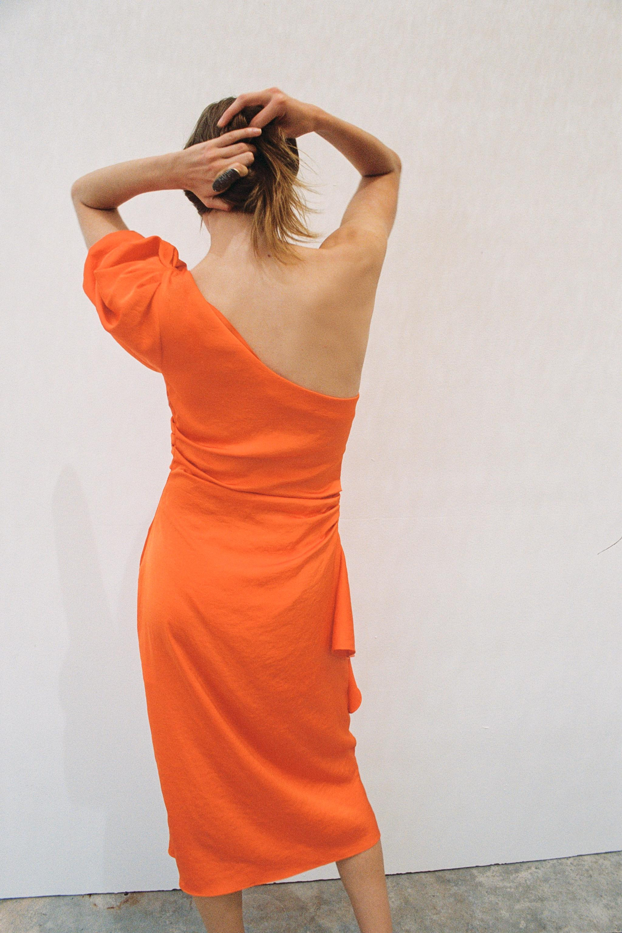ASYMMETRIC SATIN MIDI DRESS | Zara UK