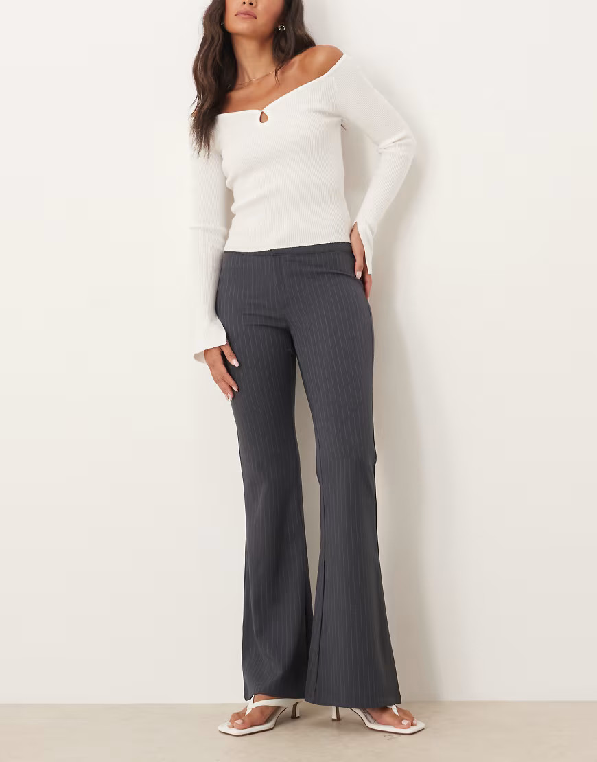 Motel Malvinas tailored flared pinstripe trousers in grey | ASOS (Global)