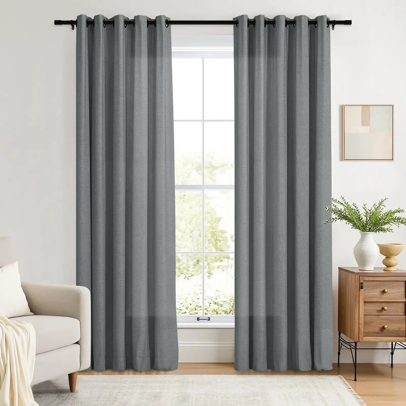 Liz Linen Drape Grommet - Dark Grey 1908-17 | TWOPAGES