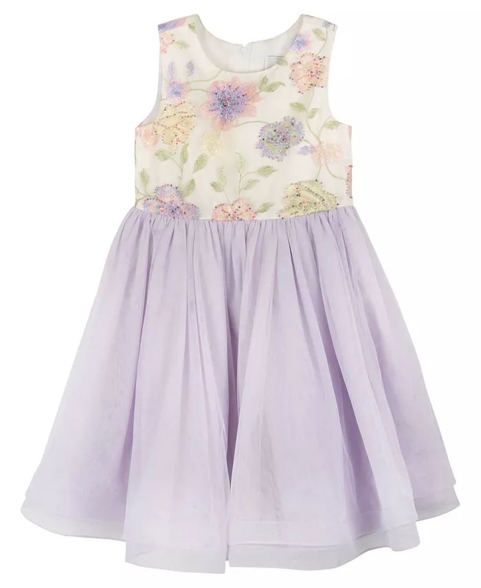 Rare Editions Little Girls Sleeveless Beaded Embroidery Social Dress - Macy's | Macy's