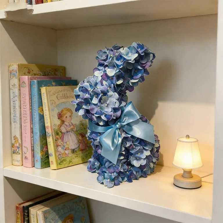 Easter Hydrangea Bunny Tabletop Decoration – 12" Blue & Purple Floral Bunny with Satin Bow – ... | Walmart (US)