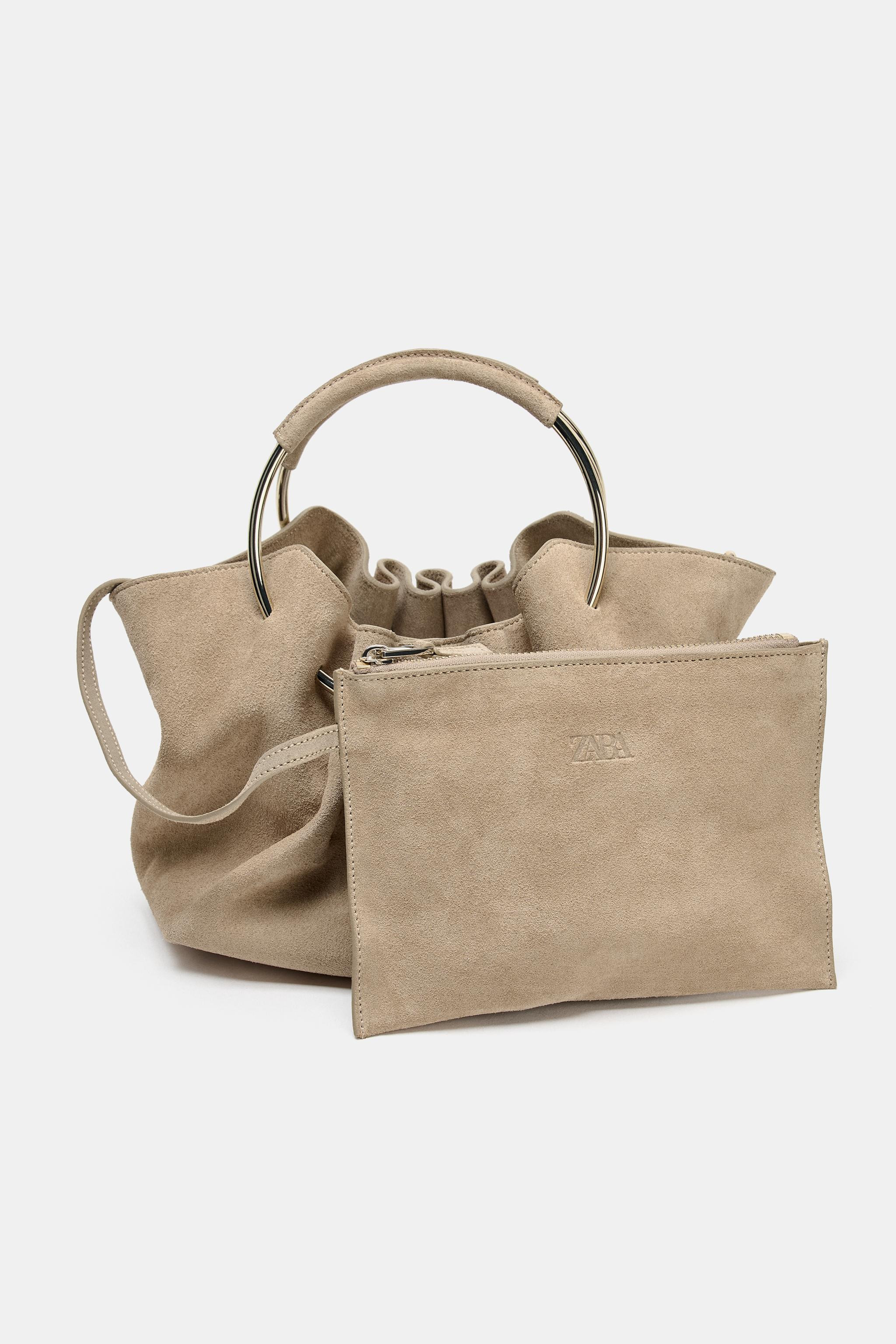 RIGID HANDLE SPLIT SUEDE BUCKET BAG | Zara UK