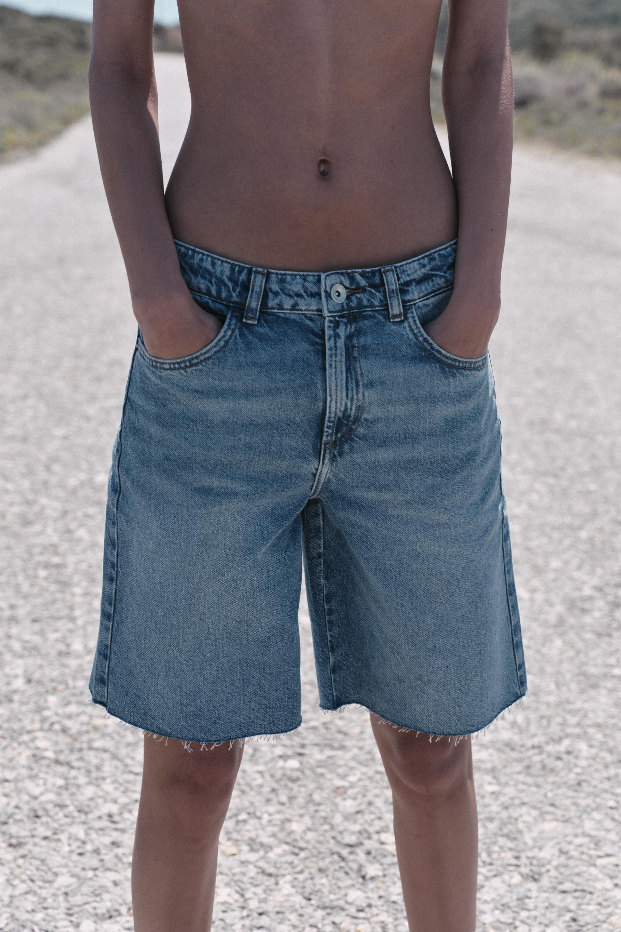 Z1975 MID-WAIST DENIM BERMUDA SHORTS | Zara UK