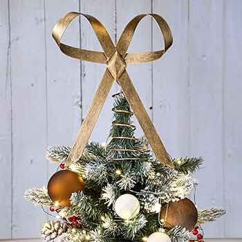 Retisee 9.8inch Large Brass Bow Christmas Tree Topper Vintage Metal Christmas Tree Topper Gold Bo... | Amazon (US)
