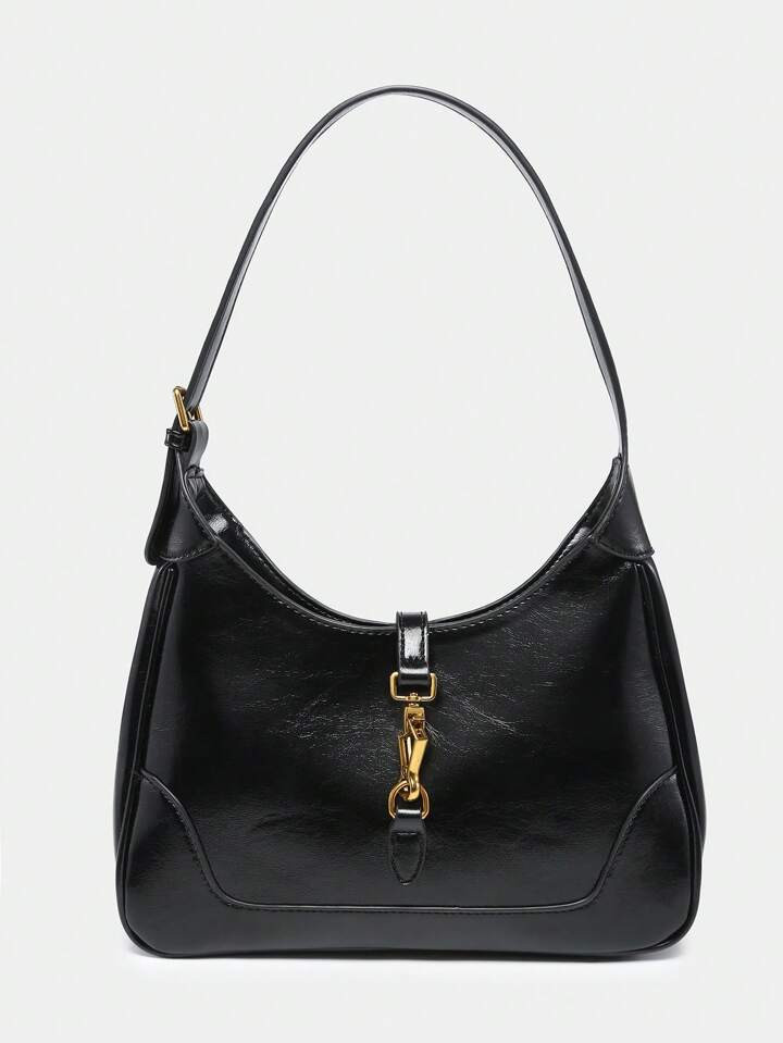 1pc Retro And Simple Clasp Designed Crescent Shoulder Bag With Adjustable Strap, Ideal For Dating... | SHEIN