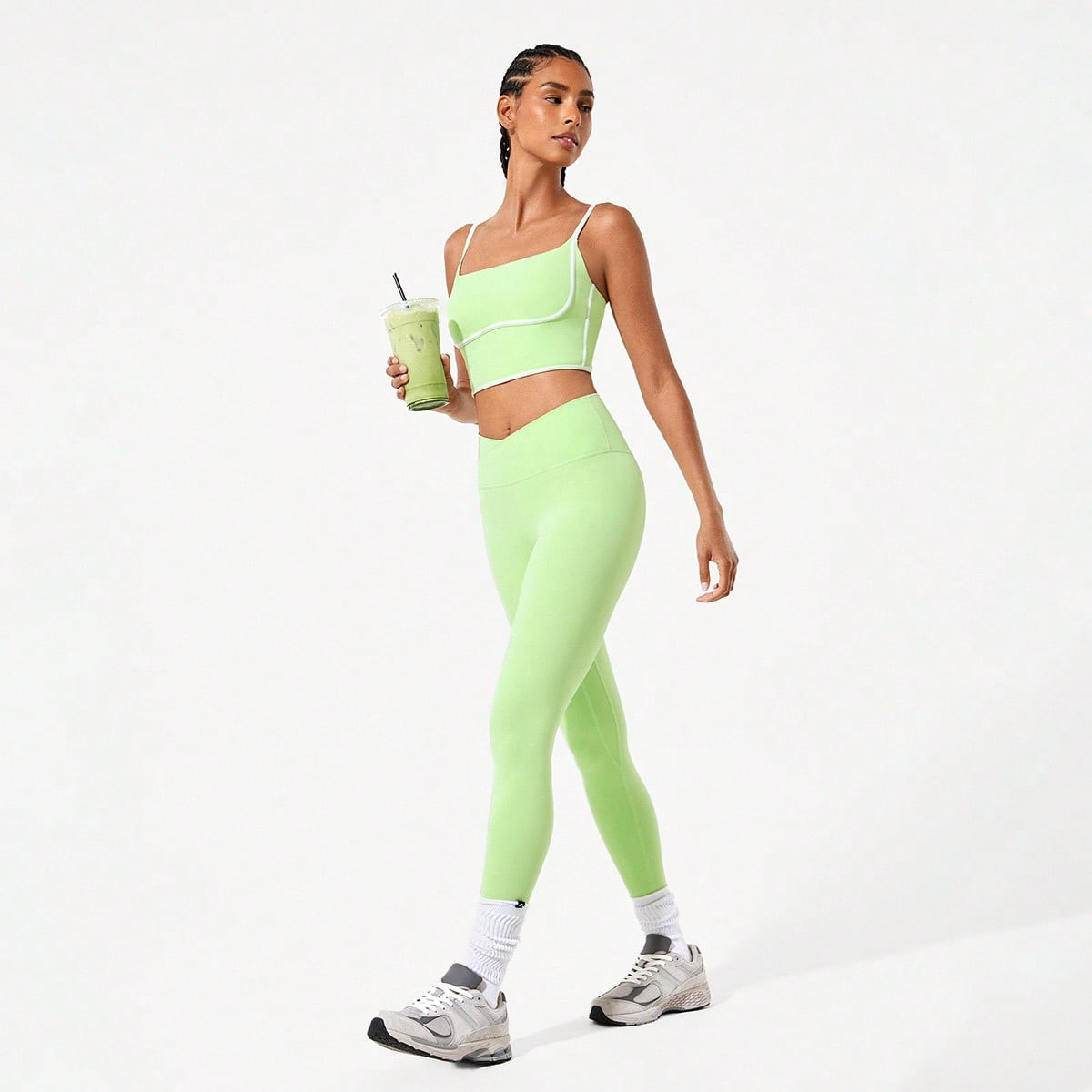 GLOWMODE 24" FeatherFit™ Crossover Leggings With Built-In Underwear Light Support Low Impact Yoga Daily Gym | SHEIN