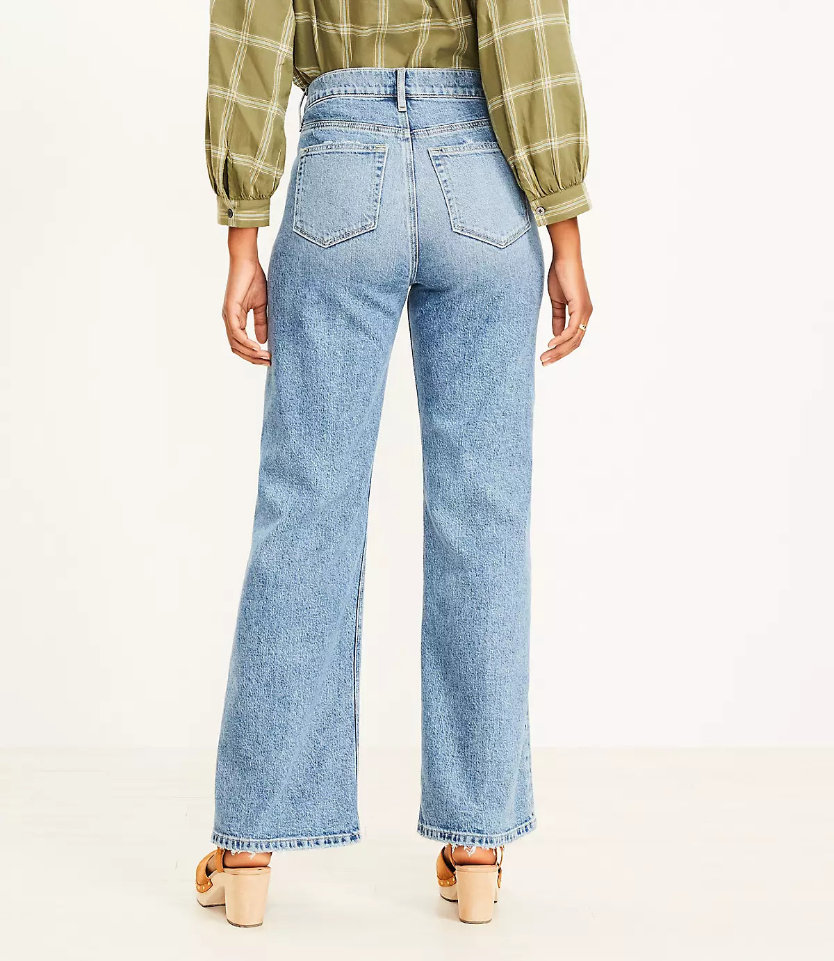 Curvy High Rise Wide Leg Jeans in Mid Indigo Wash | LOFT