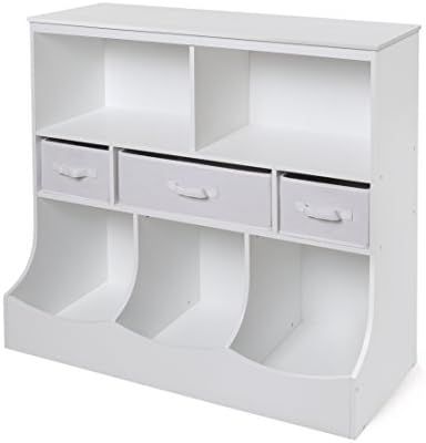 Freestanding Combo Shelf Cubby Bin Storage Organizer Unit with 3 Baskets | Amazon (US)