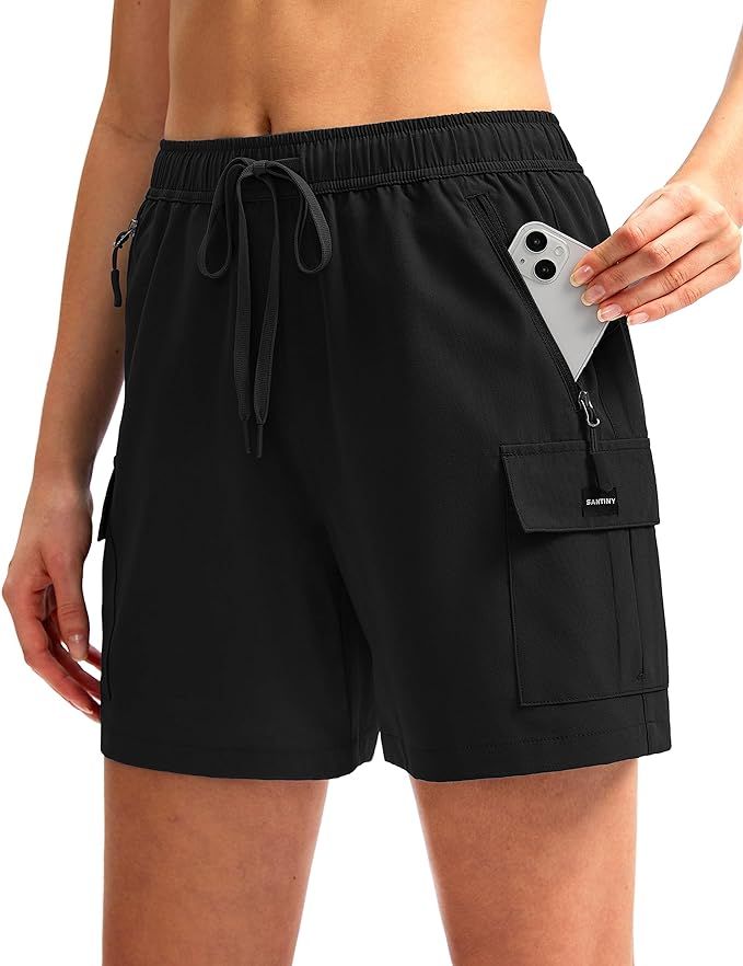 SANTINY Women's Hiking Cargo Shorts Quick Dry Lightweight Summer Shorts for Women Travel Athletic... | Amazon (US)