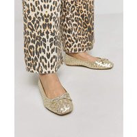 Woven Leather Ballerina Wide Gold - JD Williams - Size: 6 | JD Williams (UK)