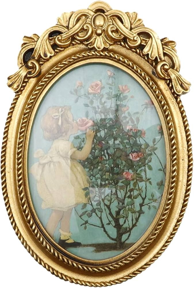 Bitray Oval Vintage Picture Frame 7.5" x 5" Gold Photo Frame with Glass Front Table Top Display a... | Amazon (US)