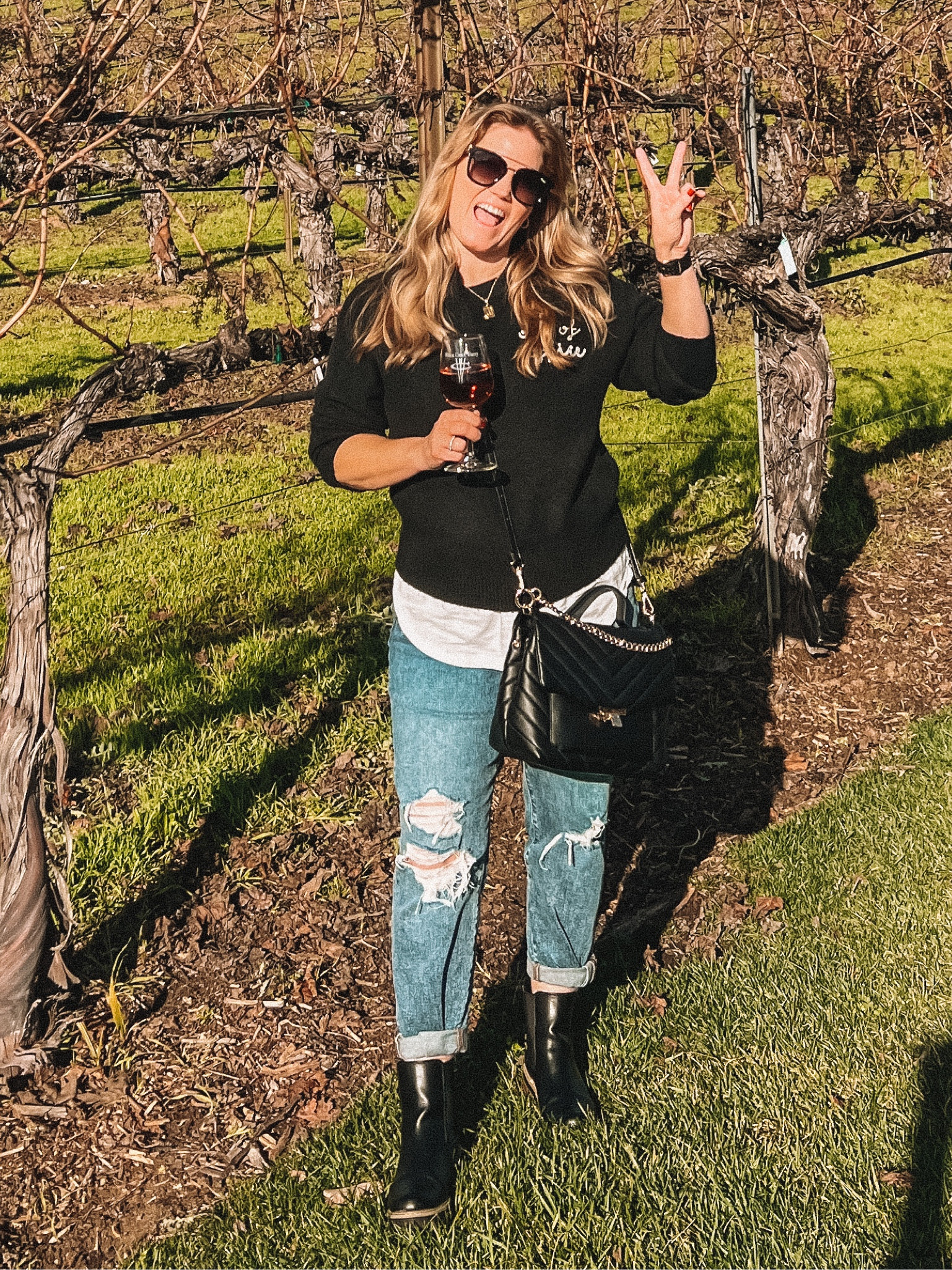 Casual outfit // “Out of Office” Sweater (wearing a medium) // Petite Jeans // Boots // Quilted Handbag // Sunglasses 

#LTKitbag #LTKstyletip #LTKshoecrush