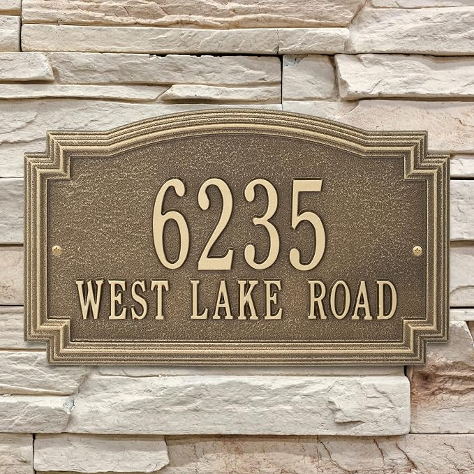Whitehall Barcelos 3399AB Personalized Cast Metal Address Plaque Custom House Number Sign with Tw... | Amazon (US)