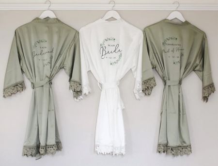 Sage green bridesmaid robe 



bride to be | wedding style | getting married | engaged | bridal shower | bachelorette party | wedding day | bride | personalized | wedding sign | wedding decor | wedding planning | wedding day robes | wedding morning | getting ready

#LTKsalealert #LTKwedding #LTKstyletip