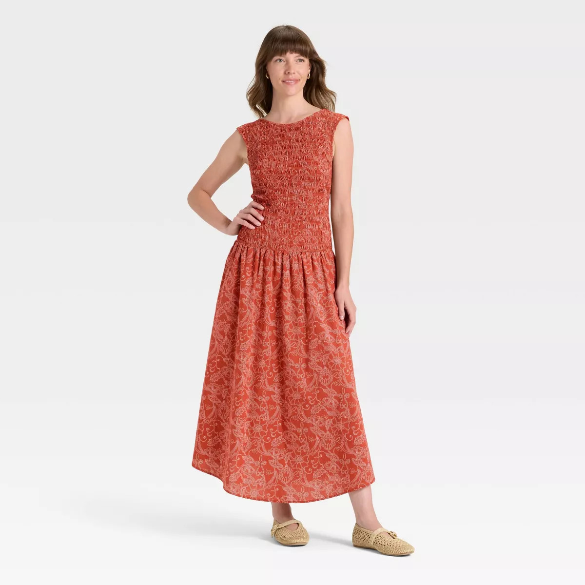 Women's Smocked Midi A-Line Dress - Universal Thread™ | Target