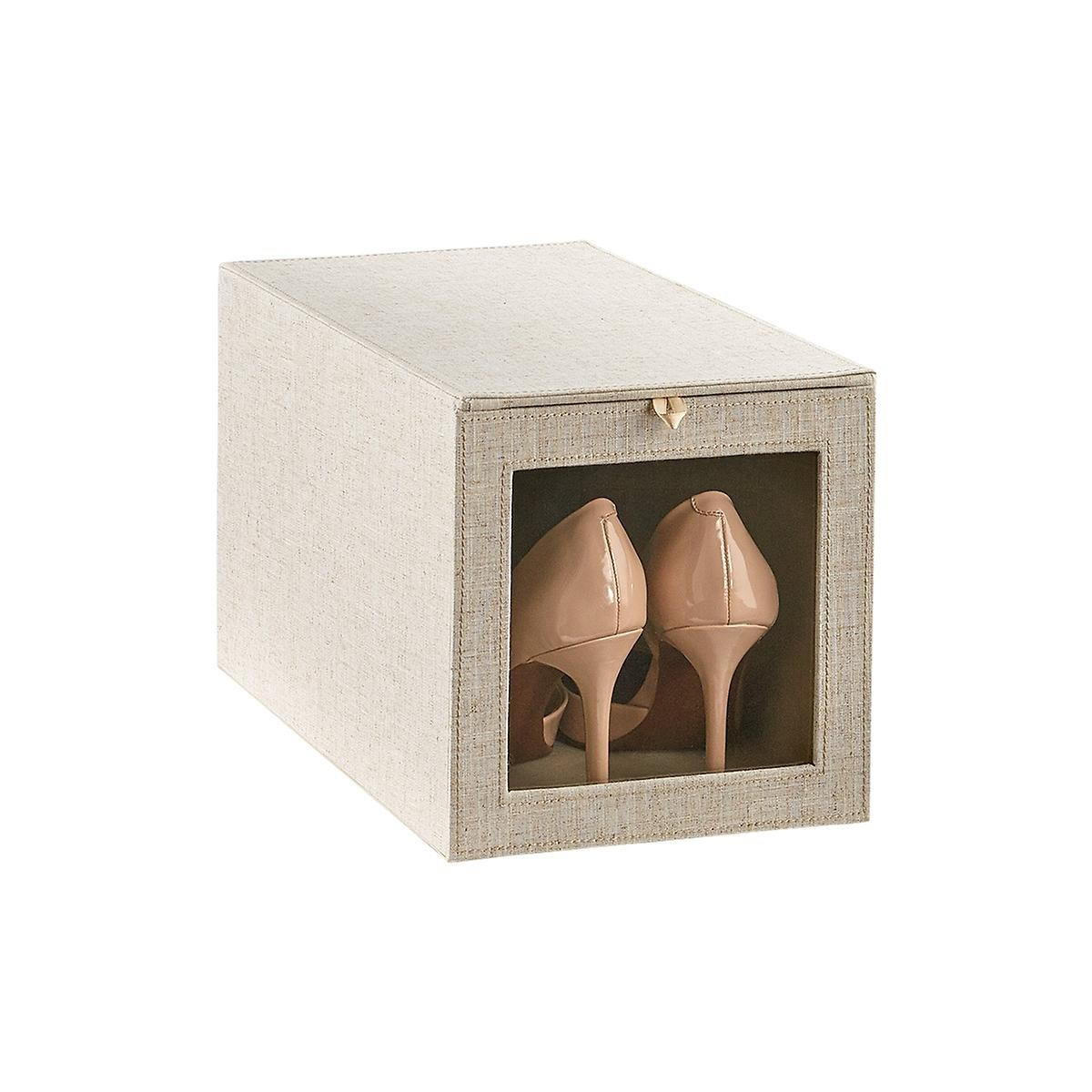 Cambridge Linen Tall Drop-Front Shoe Box | The Container Store