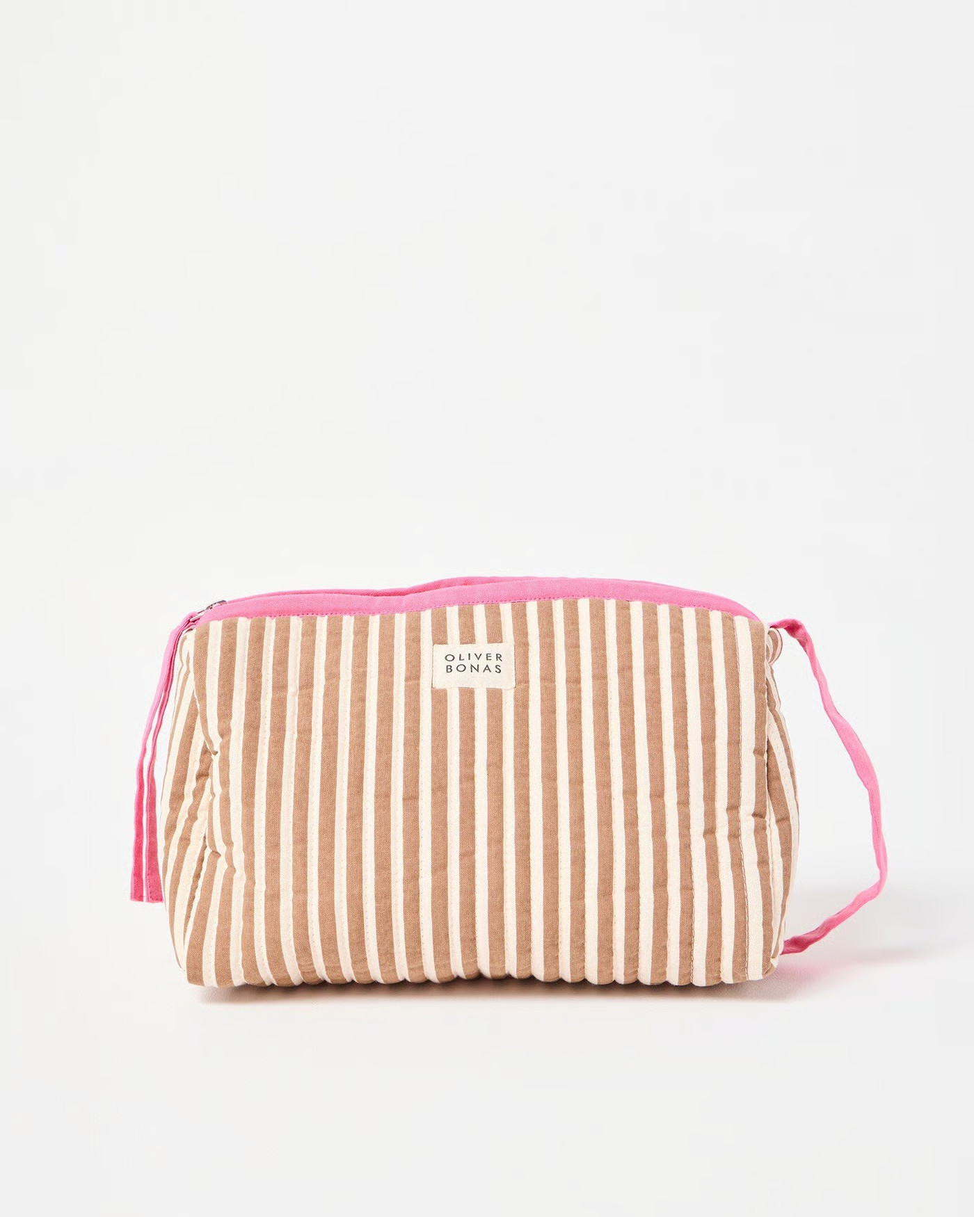 Striped Brown Quilted Toiletry Bag | Oliver Bonas | Oliver Bonas (Global)