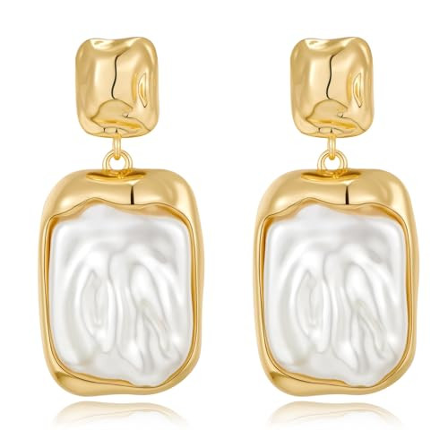 HESSAWELL Baroque Pearl Dangle Earrings Statement Earrings for Women Fashion | Amazon (US)