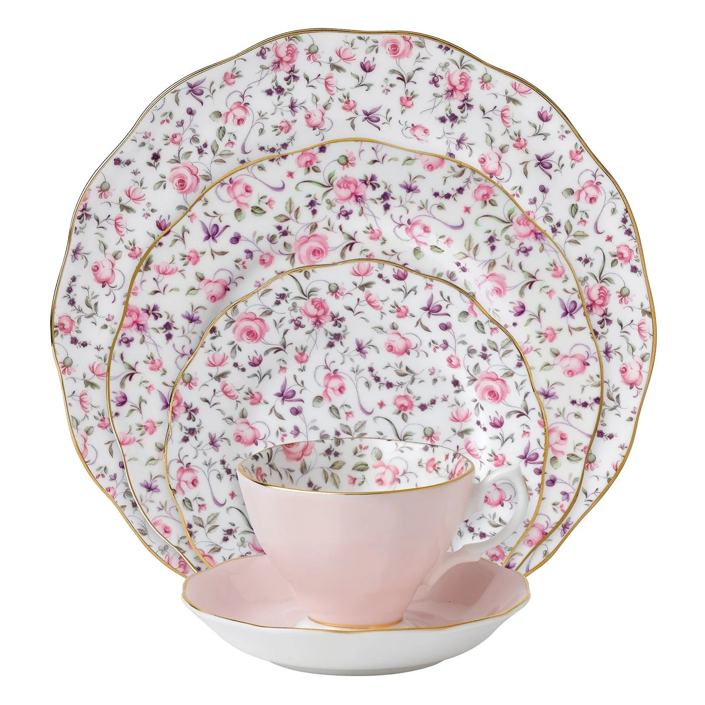 Royal Albert Rose Confetti Vintage 5-Piece Place Setting | Royal Albert | Wedgwood