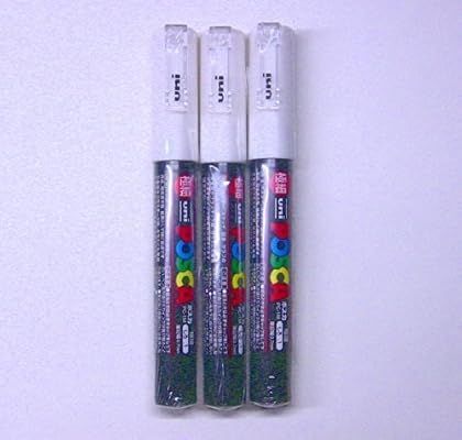 Uni Posca Paint Marker PC-1M White, 3 pens per Pack(Japan Import) [Komainu-Dou Original Package] | Amazon (US)