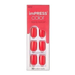 KISS imPRESS Color Press-On Manicure, Gel Nail Kit, PureFit Technology, Short Length, “Corally ... | Amazon (US)
