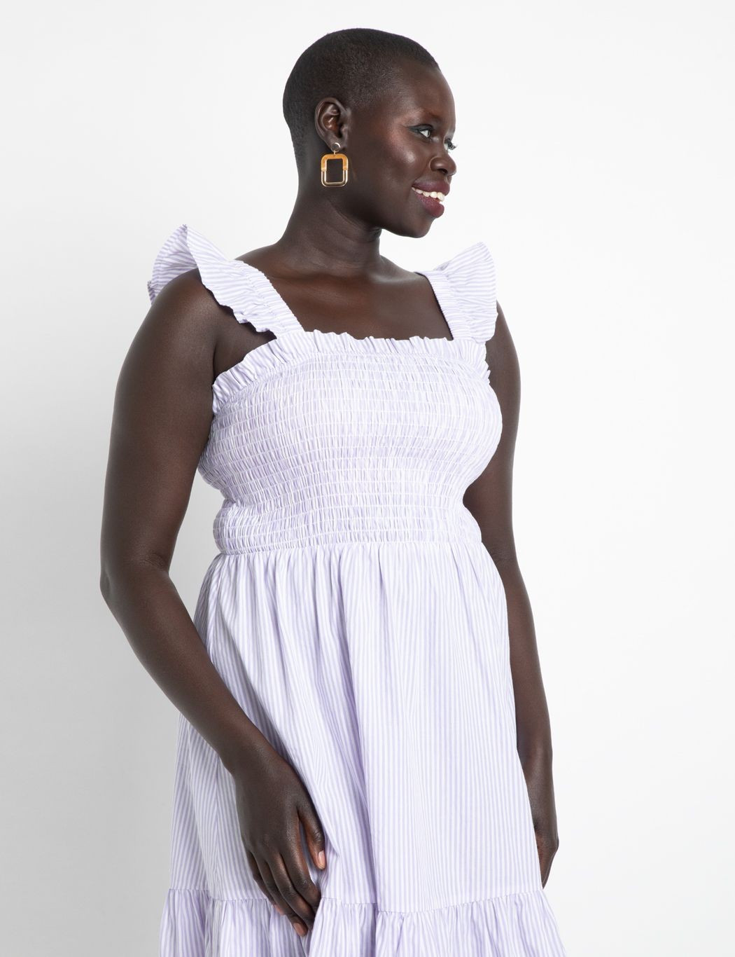 Smocked Bodice Ruffle Day Dress | Eloquii