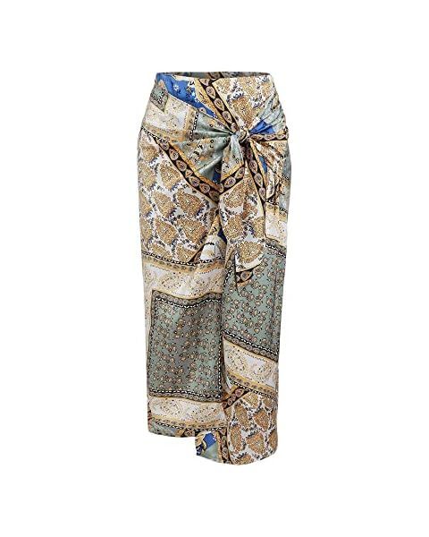 ZAFUL Women's Boho Skirt Asymmetrical Skirts Tied Floral Paisley Printed High Waist Ruched Skirts... | Amazon (US)