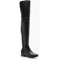 Womens Croc Knee High Boots - Black - 8, Black | Boohoo.com (UK & IE)