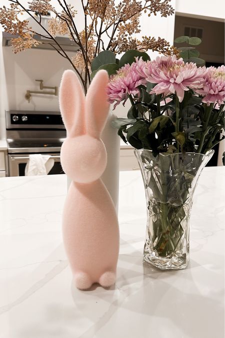 What a cute little pink bunny for Easter?! If you haven’t seen these yet, they come in the cutest pastel colors and are under $10 from Walmart!! I took the bow off of this one, I thought it made it look cheap, and I like it way better without. 
.
.


#LTKSeasonal #LTKhome