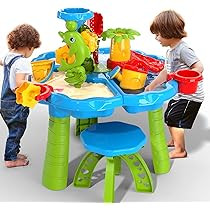 TEMI 3-in-1 Sand Water Table, 28PCS Kids Beach Summer Toys Sandbox Table Outdoor Activity Sensory Pl | Amazon (US)